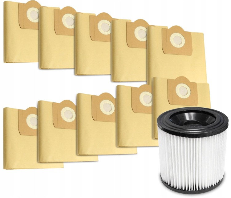 Zestaw 10x Worki + Filtr zmywalny do odkurzacza Karcher wd3 mv3