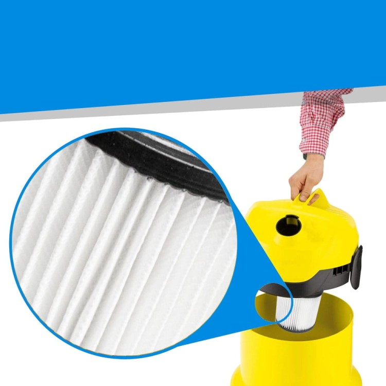 Filtr cartridge zamontowany w odkurzaczu Karcher WD 3 – widok zestawu