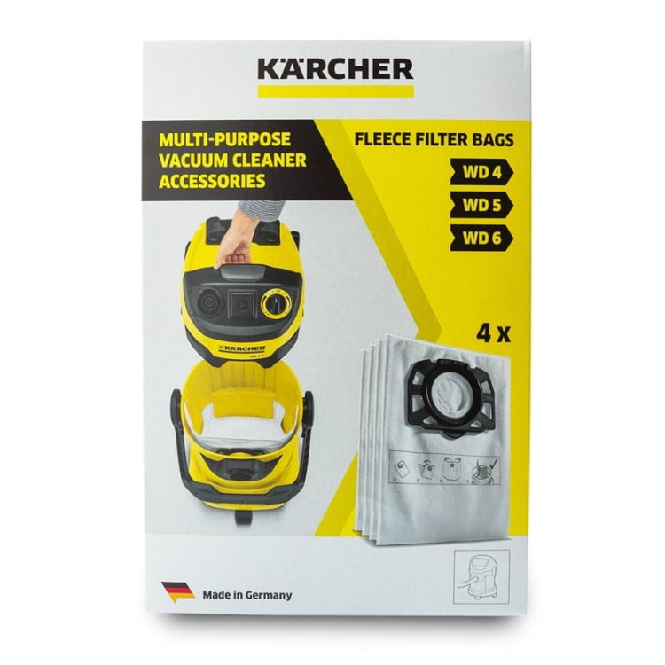 Oryginalne worki z mikrofibry Karcher WD 4, WD 5, WD 6 - zestaw 4 sztuki