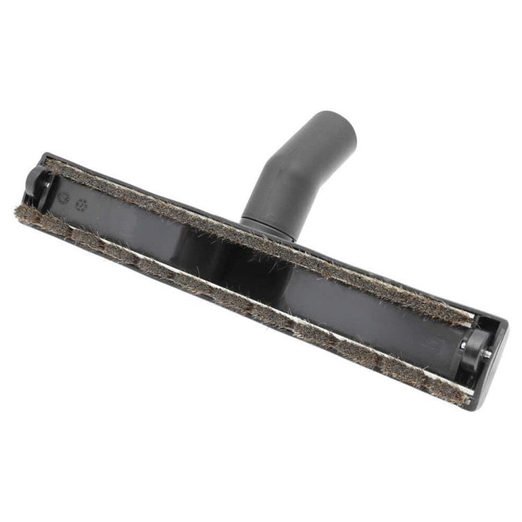 Widok od spodu szczotki parkietowej 35mm - gęste naturalne włosie i miękkie kółka jezdne chroniące podłogę