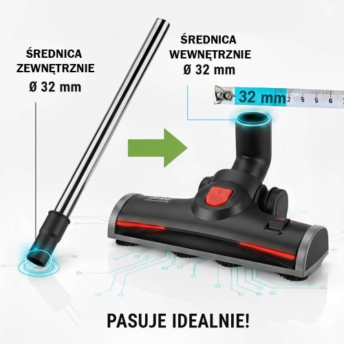 Instrukcja pomiaru średnicy 32mm rury i szczotki do odkurzacza