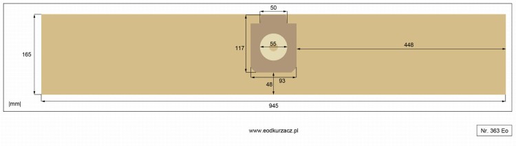 Wymiary worka do odkurzacza Electrolux UZ930 Nilfisk GD930 schemat