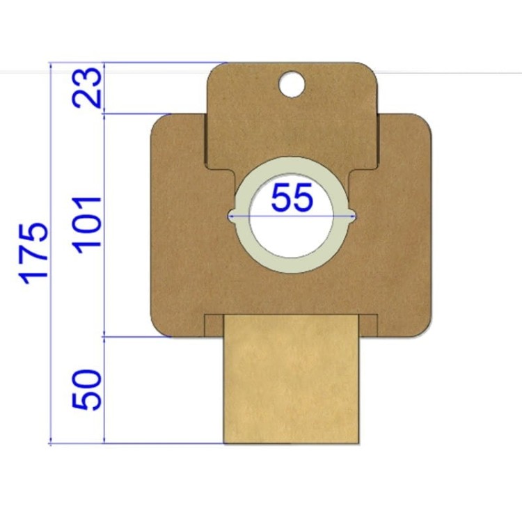Wymiary worka 550x410 mm i średnica wlotu 55 mm do Nilfisk UZ975
