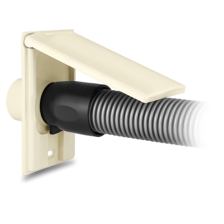 Duże gniazdo ścienne do odkurzacza centralnego Plastiflex w kolorze migdałowym