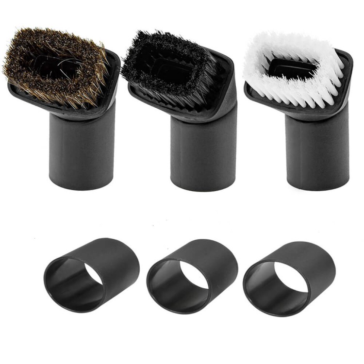 Zestaw 3 ssawek obrotowych z włosiem i reduktorami do odkurzaczy Karcher, Bosch, Miele o średnicy rury 32 mm i 35 mm.