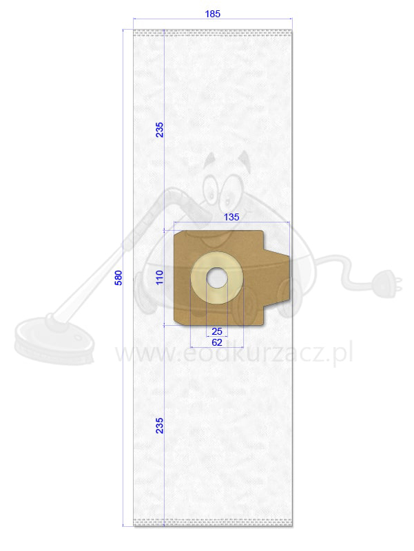 Wymiary worka do odkurzacza NILFISK