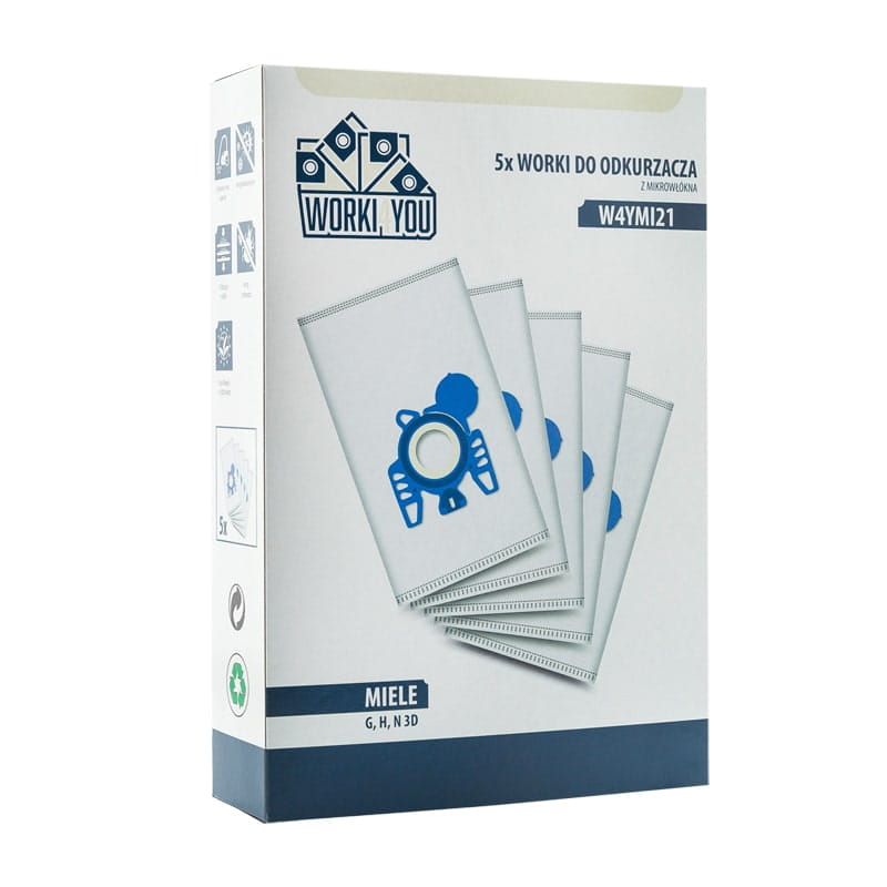 Worki do odkurzacza Miele Complete C3 i Classic C1 - Marka Worki4You w pudełku