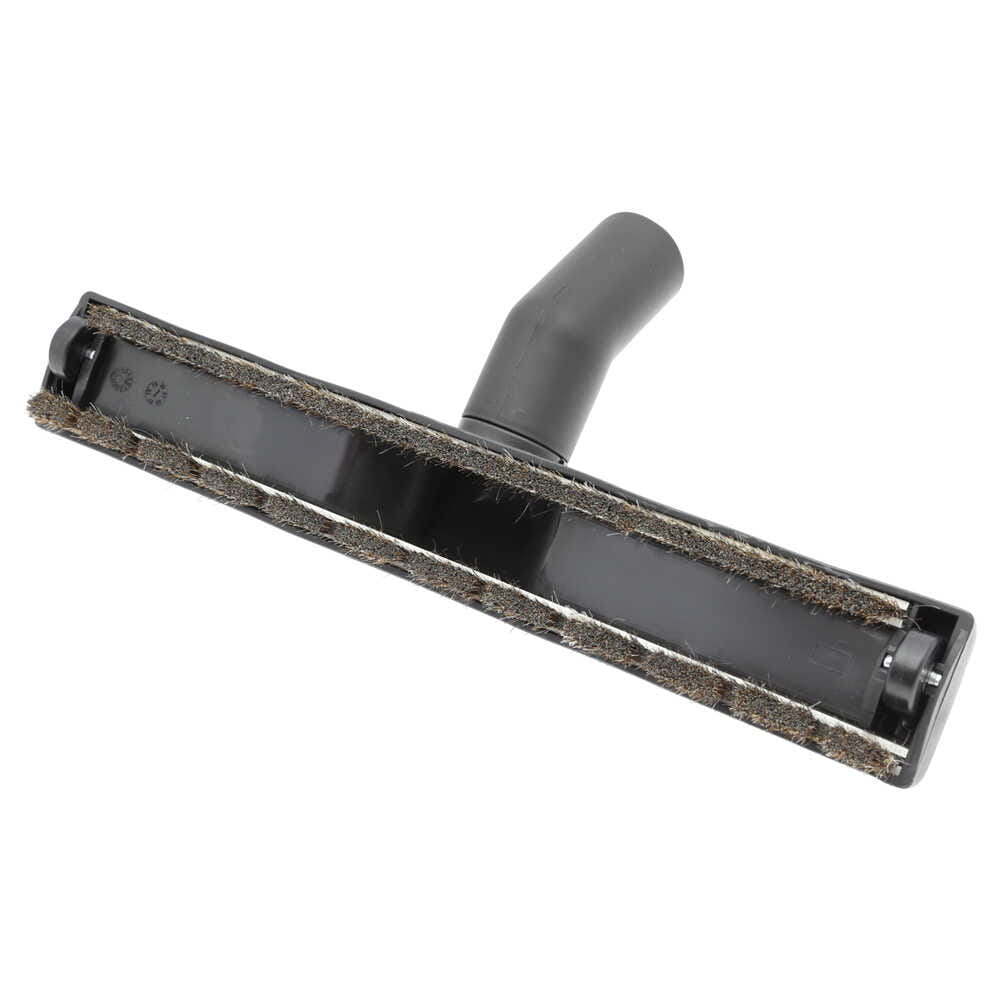 Widok od spodu szczotki parkietowej 35mm - gęste naturalne włosie i miękkie kółka jezdne chroniące podłogę