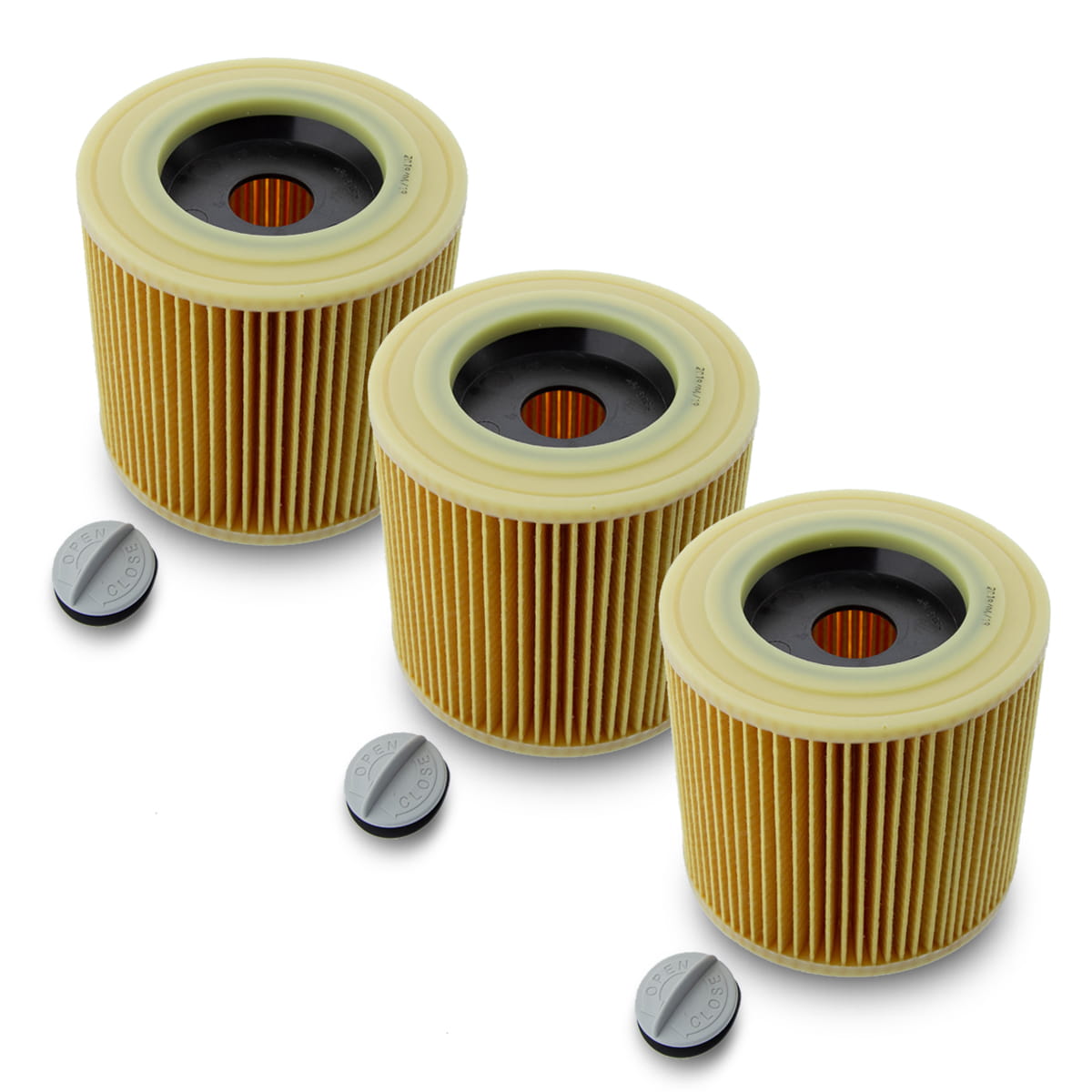 Zestaw 3 filtrów harmonijkowych do Karcher WD 3.200 MV 2 SE 4002 z kapslami mocującymi eodkurzacz