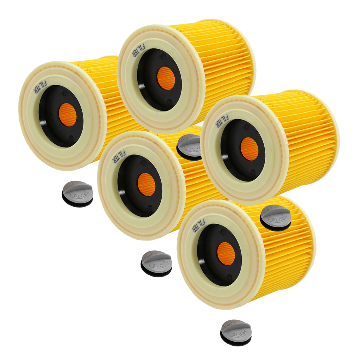 Duży zestaw 5 filtrów harmonijkowych do Karcher WD3 NT 27/1 SE 4001 z kapslami mocującymi eodkurzacz